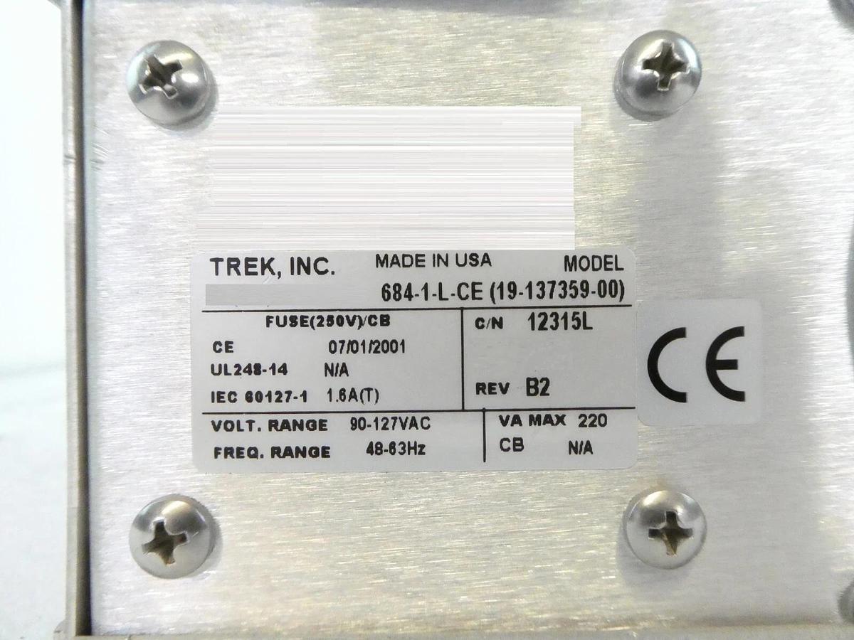 Used Trek 684-1-L-CE Electrostatic Chuck Power Supply 19-137359-00 Untested Surplus