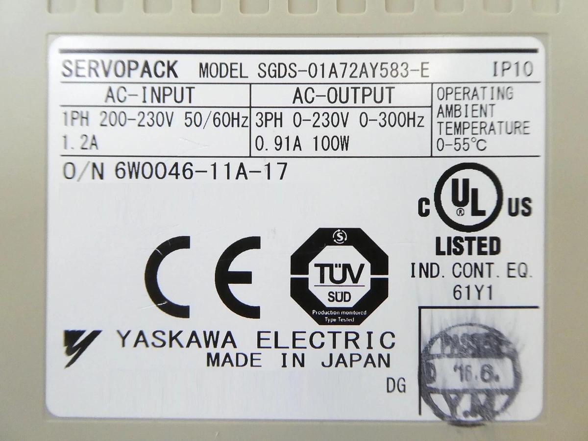 Used Yaskawa Electric SGDS-01A72AY583 Servo Drive SERVOPACK SynqNet Lot of 2 Working