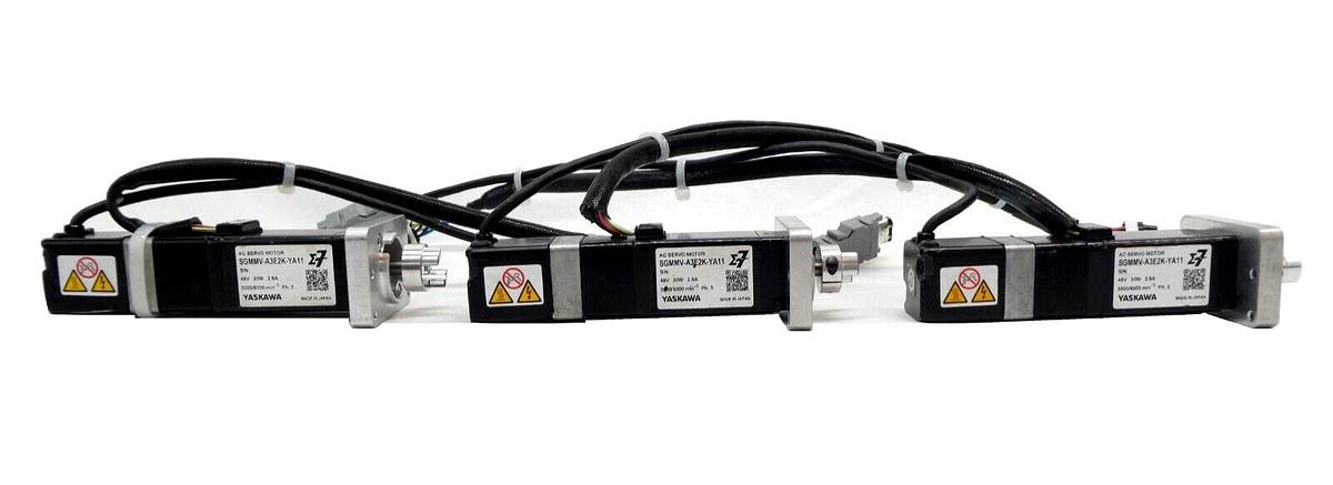 Used Yaskawa SGMMV-A3E2K-YA11 AC Servo Motor Reseller Lot of 3 Working Surplus