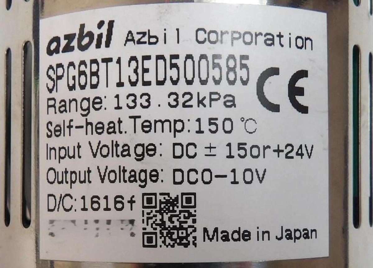 Used Azbil SPG6BT13ED500585 Capacitance Diaphragm Vacuum Gauge 133.32Pa Working