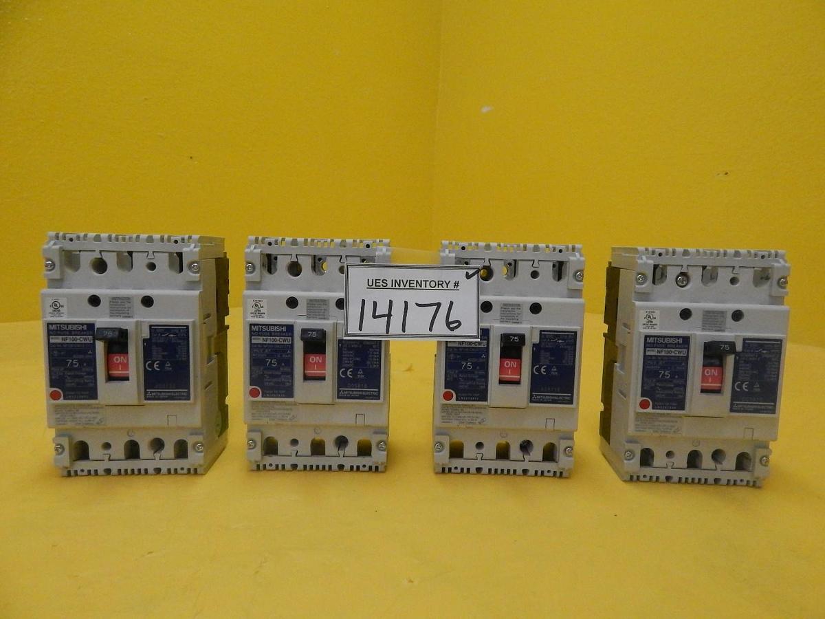 Used Mitsubishi NF100-CWU3 075 Circuit Breaker NF100-CWU Reseller Lot of 4 Used