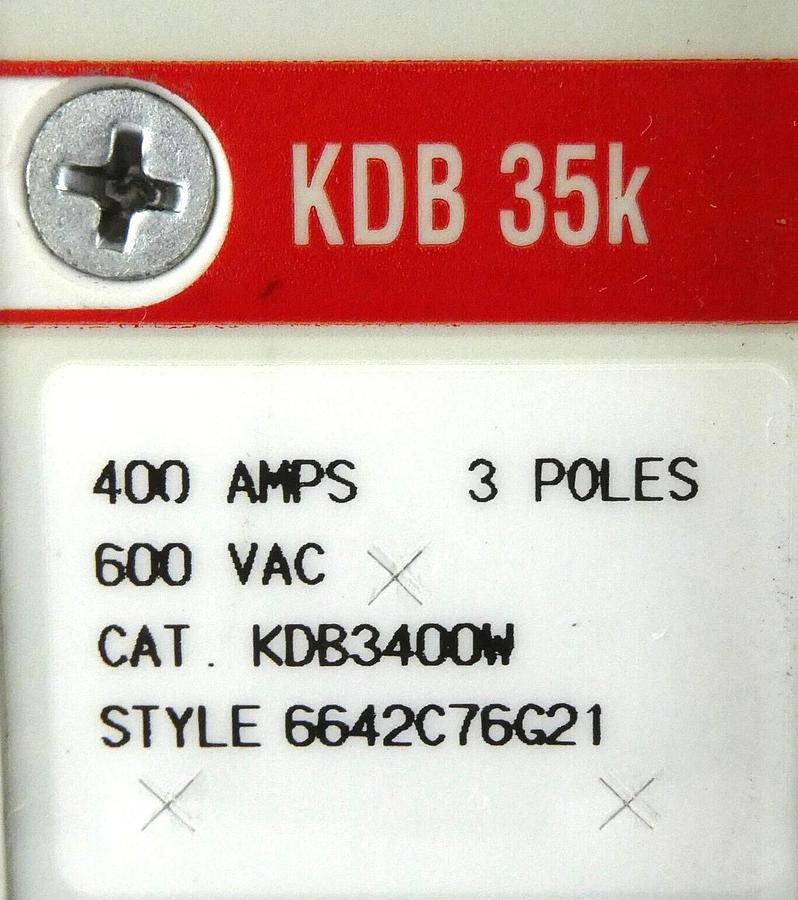 Used Eaton 6642C76G21 KDB 35K 3-Pole Industrial Circuit Breaker KDB3400W Working