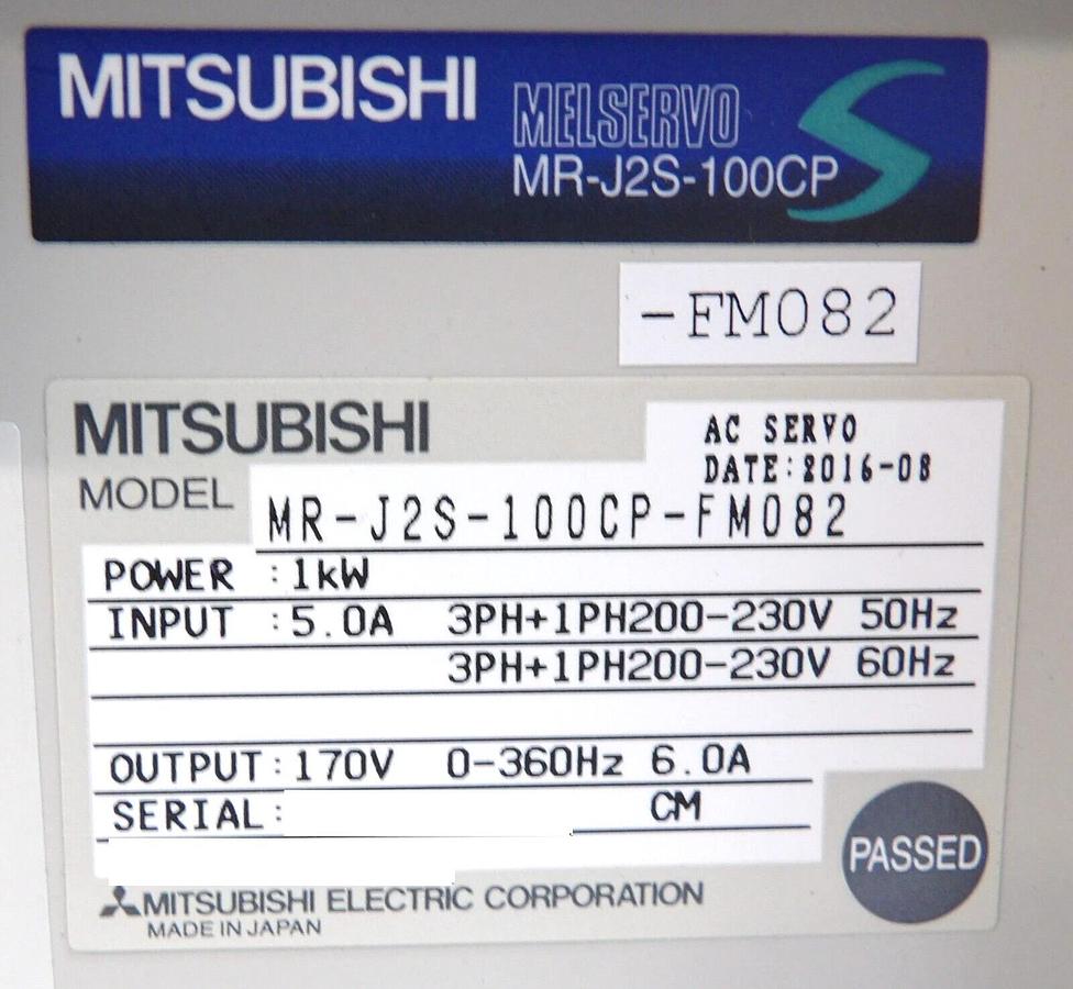 Used Mitsubishi MR-J2S-100CP-FM082 Servo Drive Module MELSERVO MR-J2S-100CP New