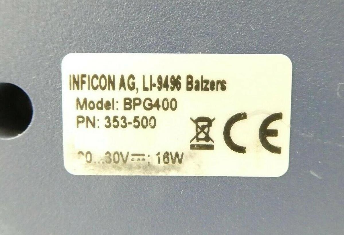 Used Inficon 353-500 Bayard-Alpert Pirani Vacuum Gauge BPG400 Working Surplus