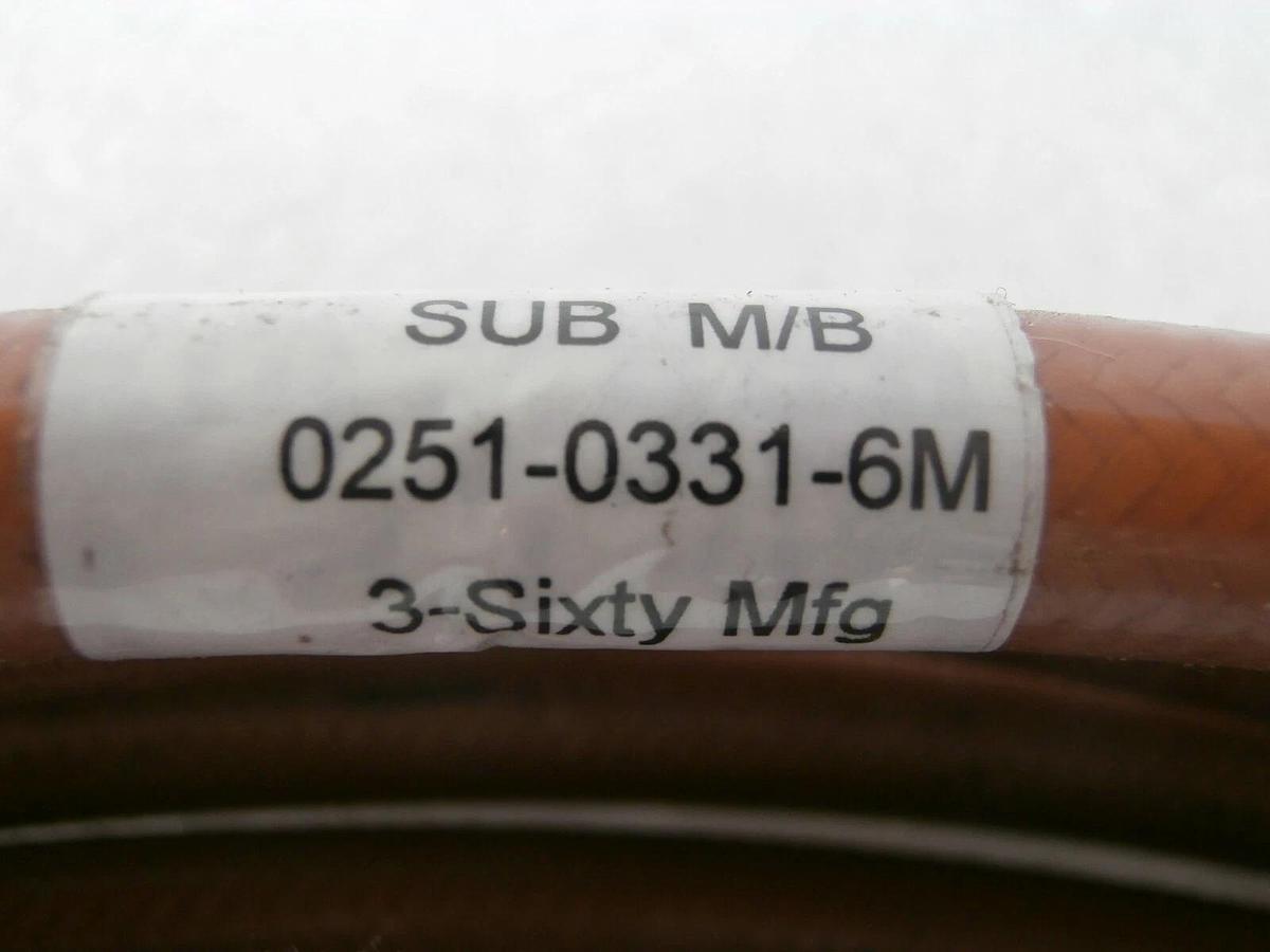 Used 3-Sixty MFG 0251-0331-6M RF Generator Cable 20 Foot 6 Meters Working Surplus