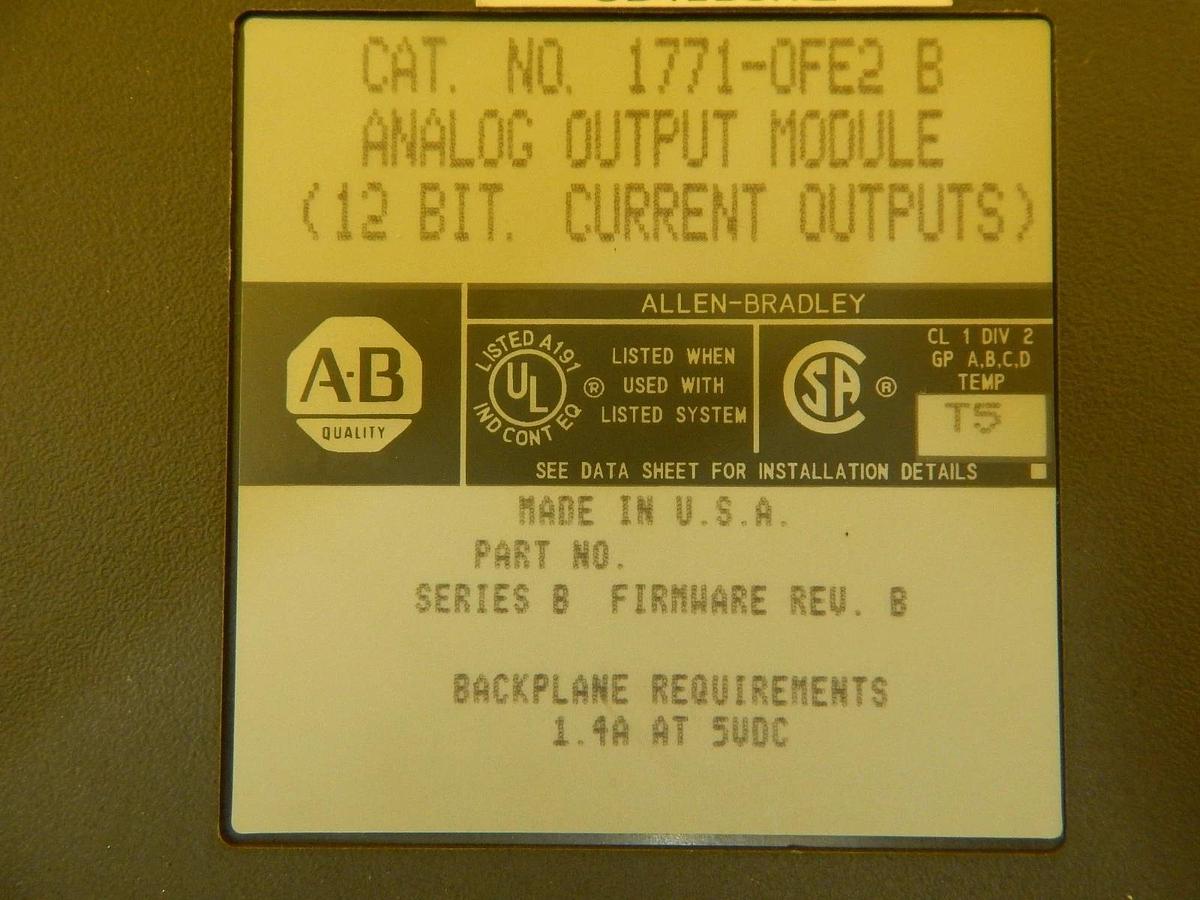 Used AB Allen-Bradley 1771-OFE2 B Analog Output 12 Bit Module PLC PCB Card Used