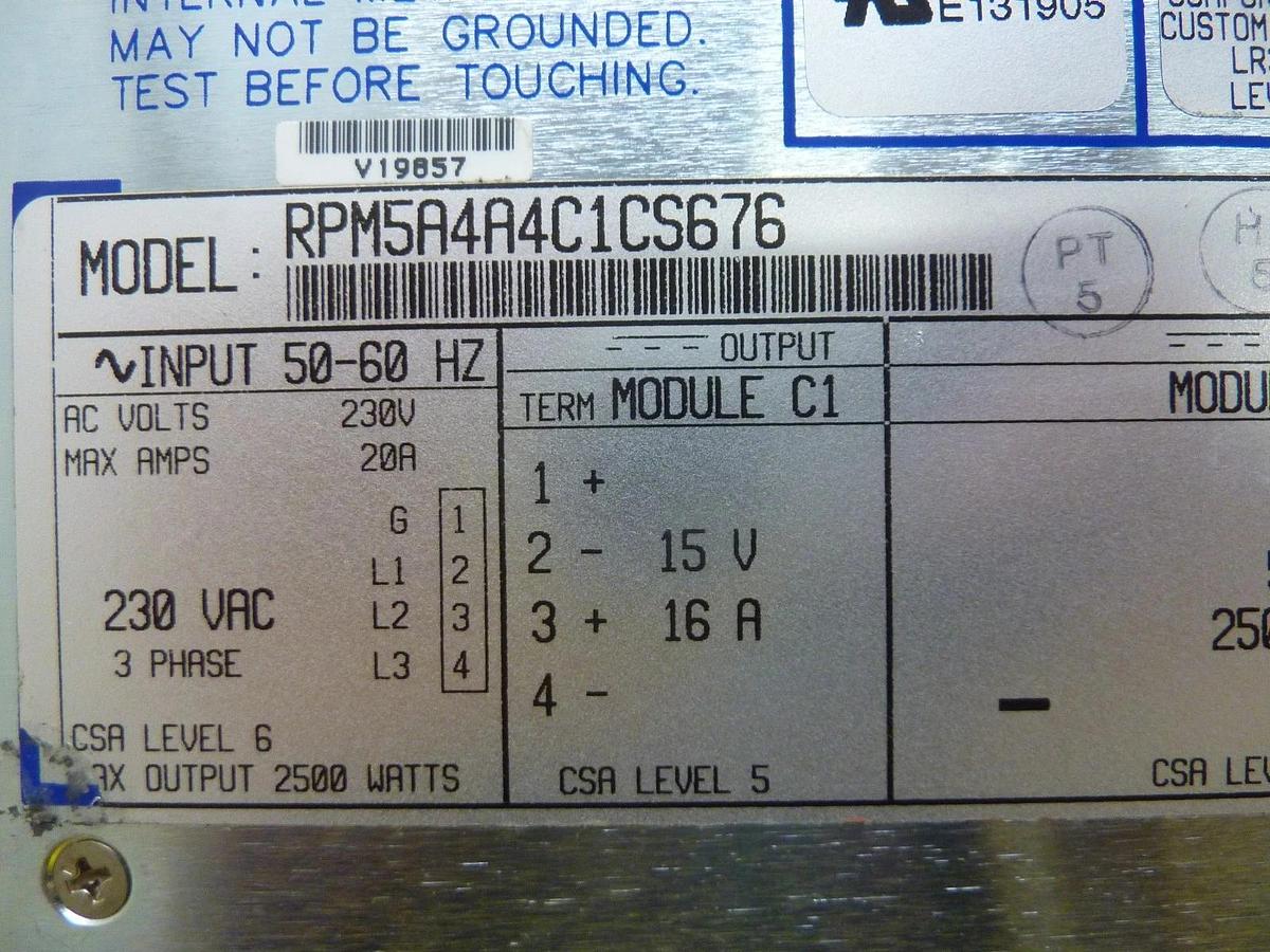 Used Power-One RPM5A4A4C1CS676 Triple Output Power Supply 2500W Used Working