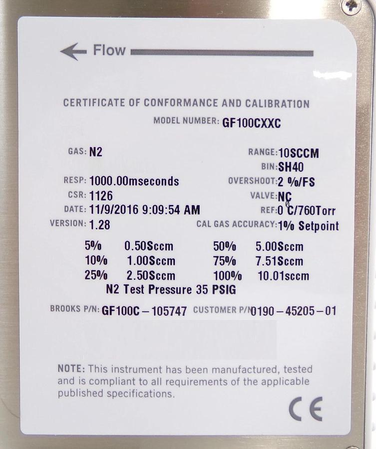 Brooks Instrument GF100C-105747 Mass Flow Controller MFC Lot of 2 New