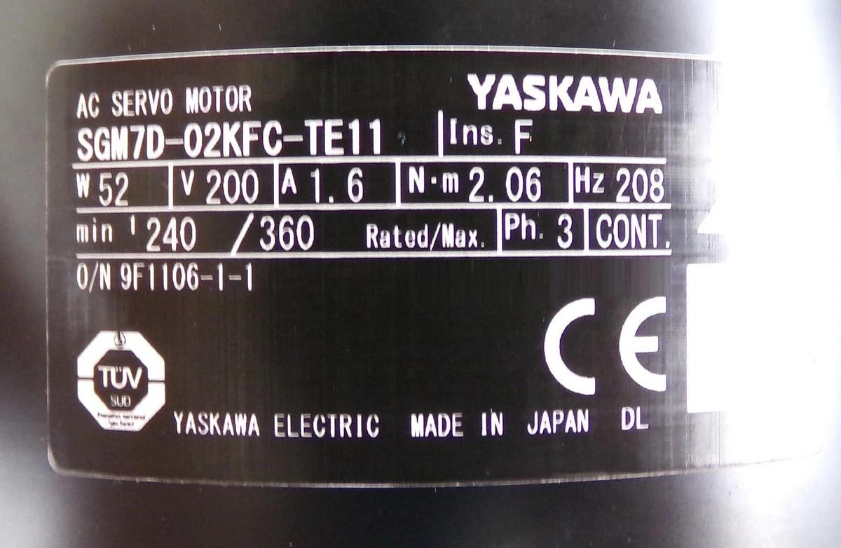 Used Yaskawa Electric SGM7D-02KFC-TE11 AC Servo Motor Working