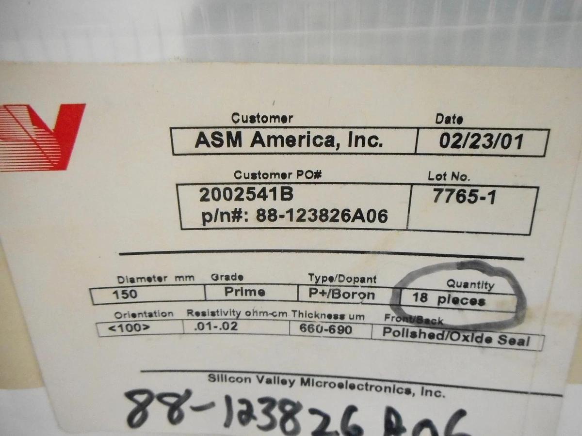 ASM 88-123826A06 Wafer Boat 18 Count P+/Boron 150mm New