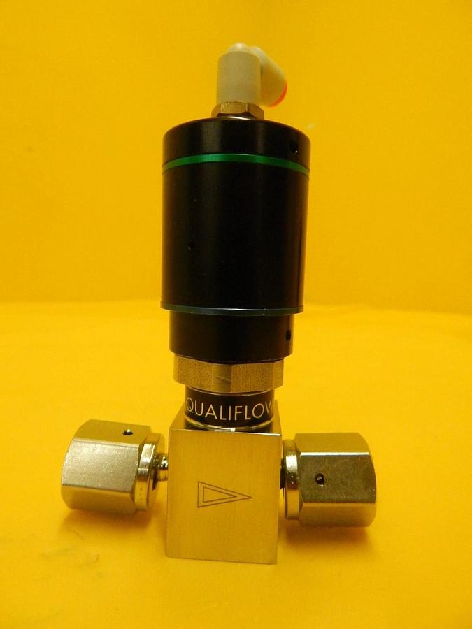 Used Qualiflow 2x10-9atm.cm3/Sec 2-Way Pneumatic Valve Reseller Lot of 2 Used Working