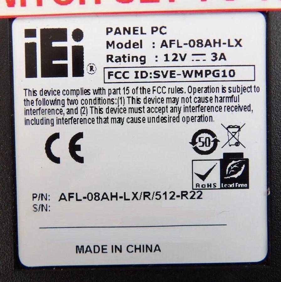 Used iEi Technology AFL-08AH-LX/R/512-R22 LCD Panel PC AFL-08AH-LX Working Spare