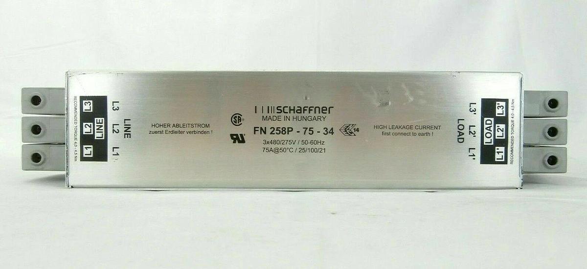 Used Schaffner FN 258P-75-34 Book-style EMC/RFI Filter Reseller Lot of 2 Working