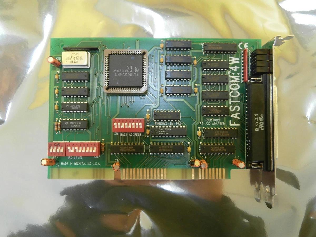 Used Commtech FASTCOM:4W Four Port RS-232 Adapter PCB Card Used Working
