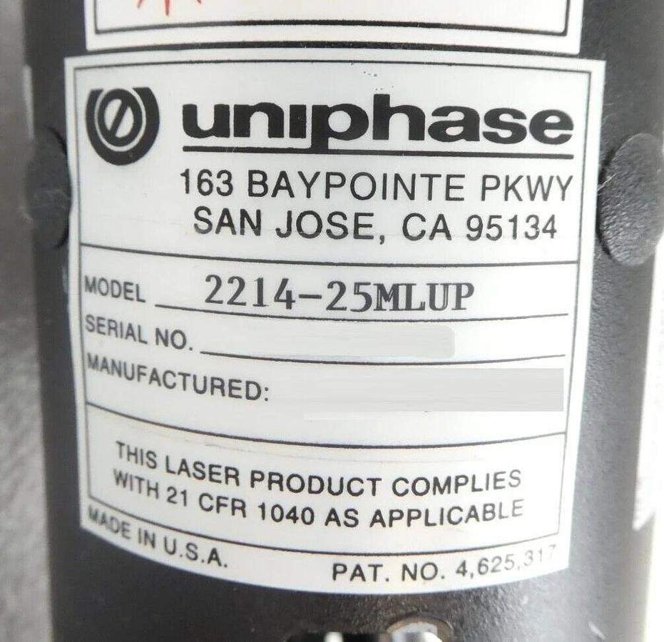 Used JDS Uniphase 2214-25MLUP .50 Watt Argon Laser Head Ultrapointe 500 Working