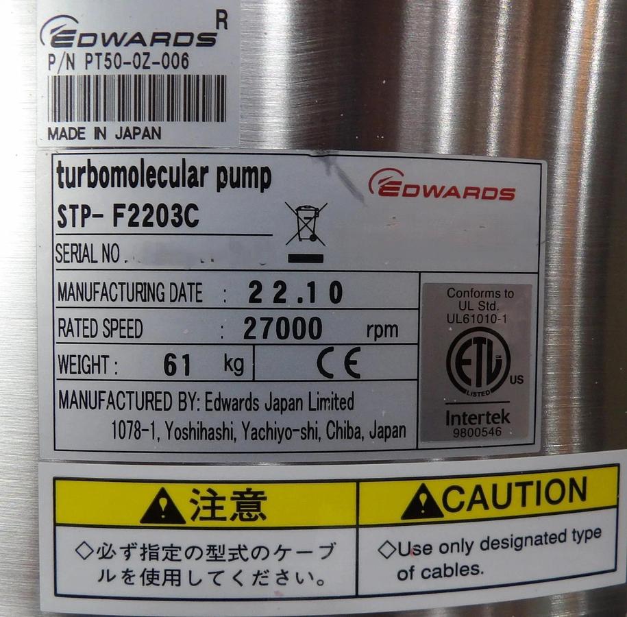 STP Edwards PT50-0Z-006 Turbomolecular Pump STP-F2203C Turbo New Untested Spare