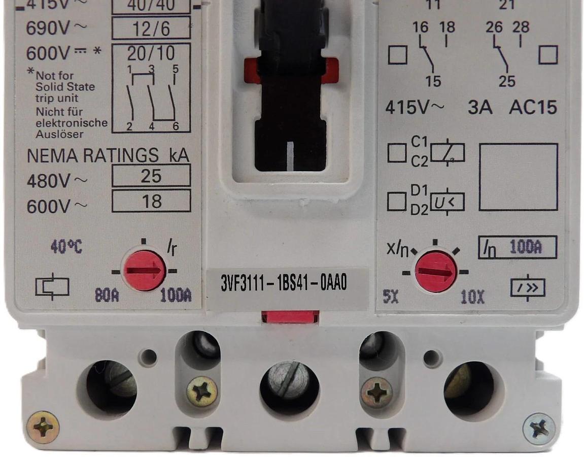 Used Siemens VDE 0660/IEC 947-2 3 Pole Circuit Breaker Working