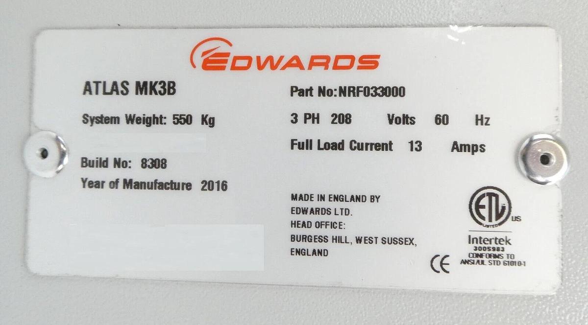 Used Edwards NRF033000 Gas Abatement System Heater Controller ATLAS MK3B Working