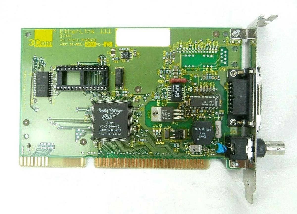 Used 3Com 03-0021-100 EtherLink III Adapter Board PCB Card Clusterlock 7000 Spare