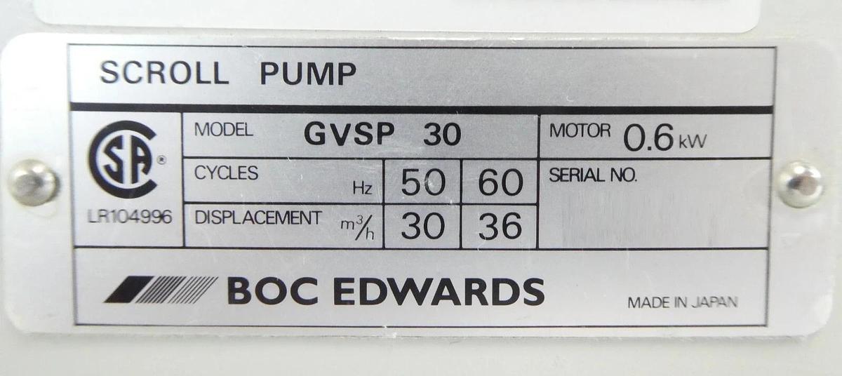 Refurbished GVSP 30 Edwards A71004907XS Scroll Vacuum Pump GVSP30 Copper Cu OEM Refurbished