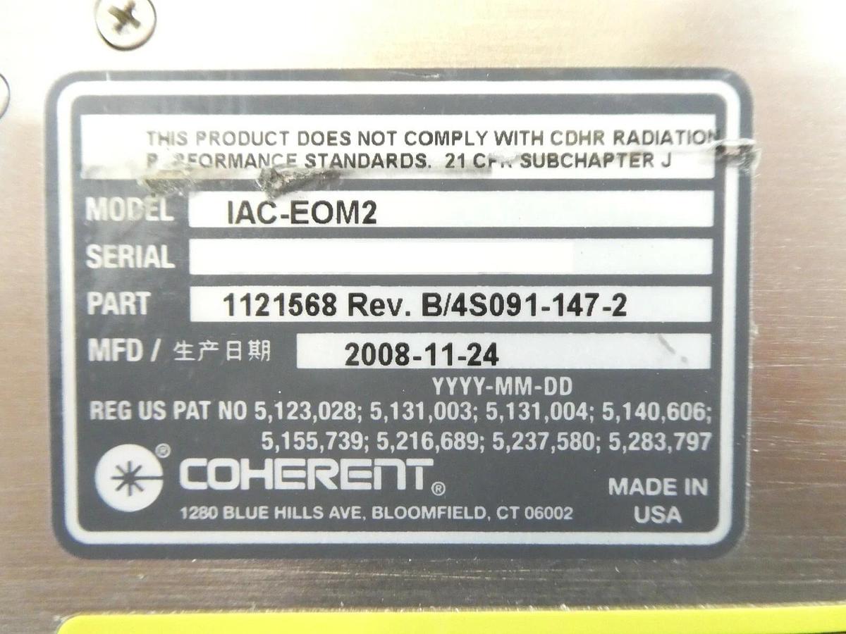 Used Coherent 1121568 Laser Module IAC-EOM2 Nikon 4S091-147-2 Working Surplus