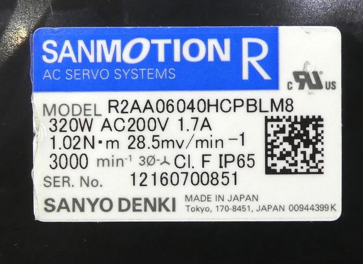 Used Sanyo Denki R2AA06040HCPBLM8 AC Servo Motor SANMOTION R Working Surplus