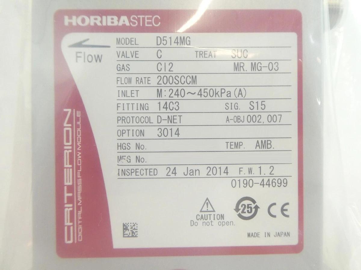 Horiba STEC D514MG Mass Flow Controller MFC 200 SCCM CI2 New Surplus