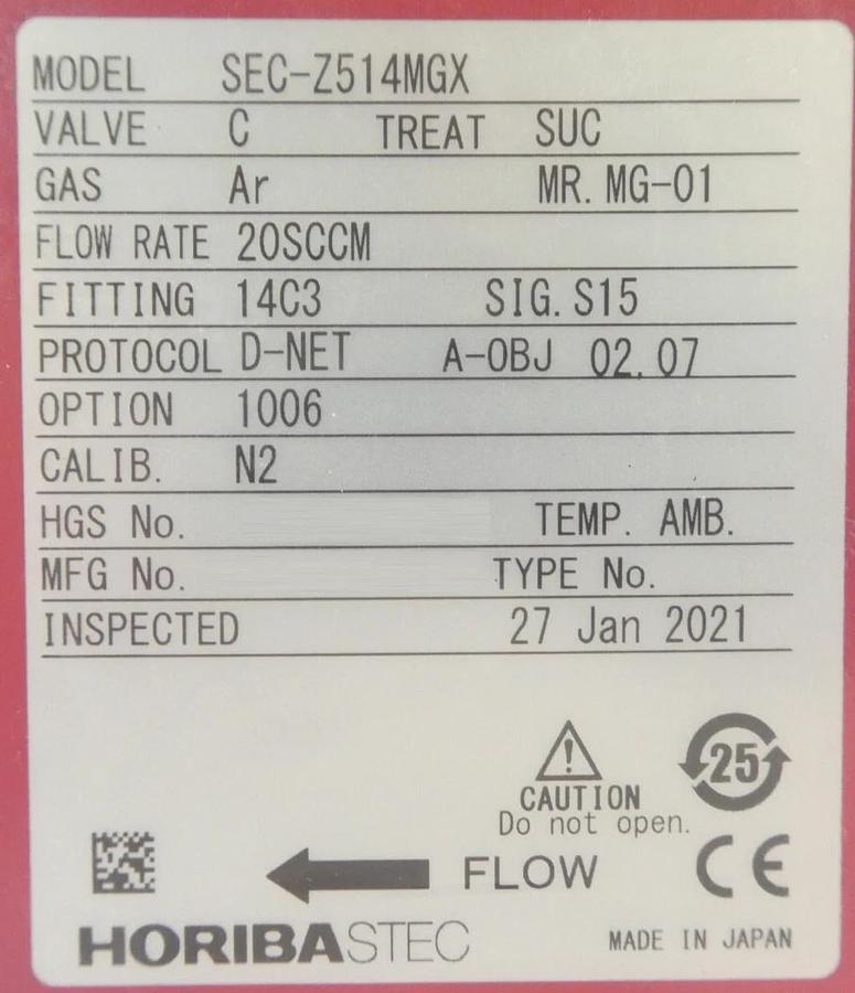 Horiba STEC SEC-Z514MGX Mass Flow Controller MFC AMAT 0190-33184 Lot of 3 New
