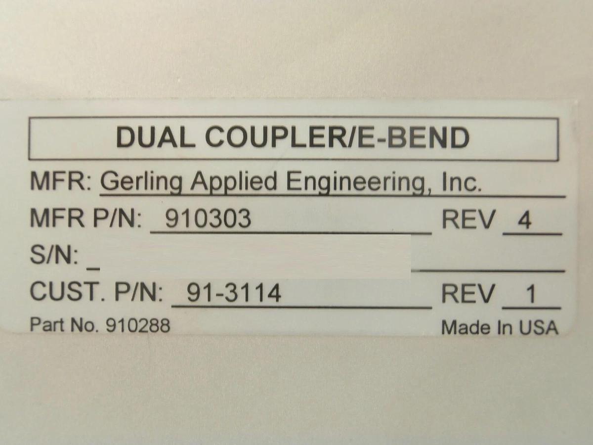 Used GAE Gerling Applied Engineering 910303 Dual Coupler/E-Bend 91-3114 Working Spare
