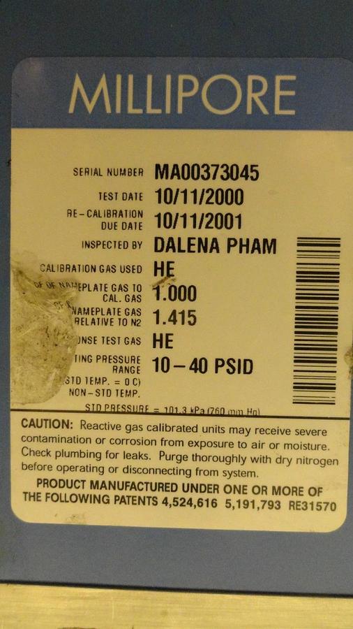 Used Millipore Tylan Mass Flow Controller FC-2900M 20SCCM HE 2900 Used Working