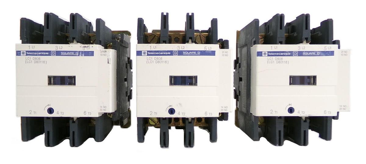 Used Telemecanique LC1D80116 Contactor LC1 D806 Square D Lot of 3 Working