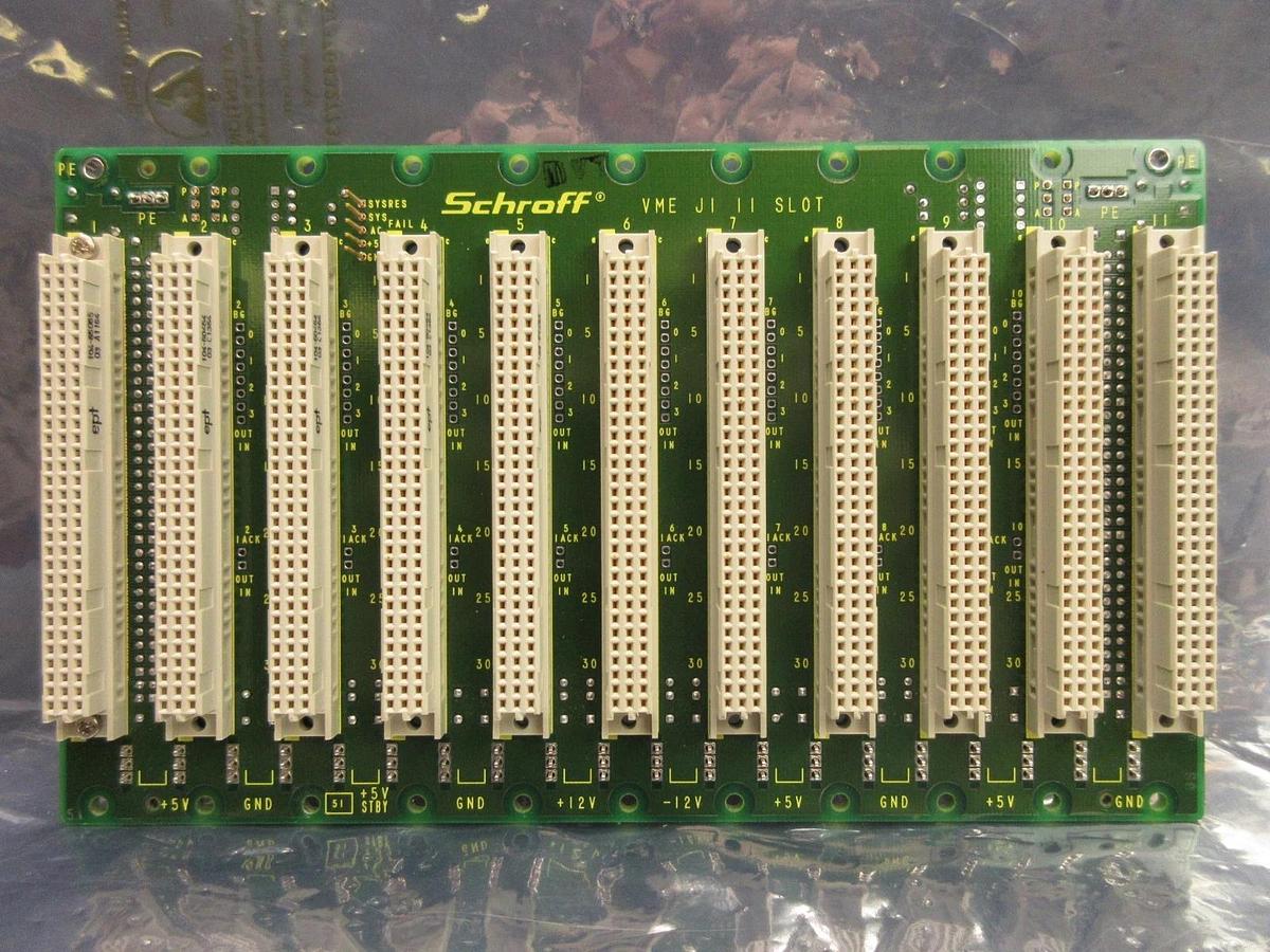 Used Schroff 23000-041 11 Slot Backplane Board PCB Bio-Rad Quaestor Q7 Overlay Used