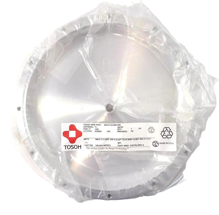 Tosoh 5551F-22-000-450 200mm AI Aluminum Target TI 4N5 Copper Cu New