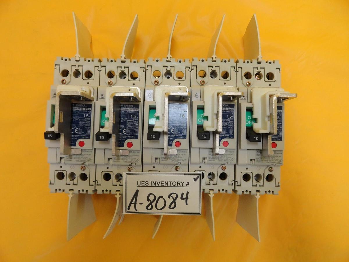 Used Mitsubishi NF50-SWU2 015 Circuit Breaker NF50-SWU Reseller Lot of 5 Used Working
