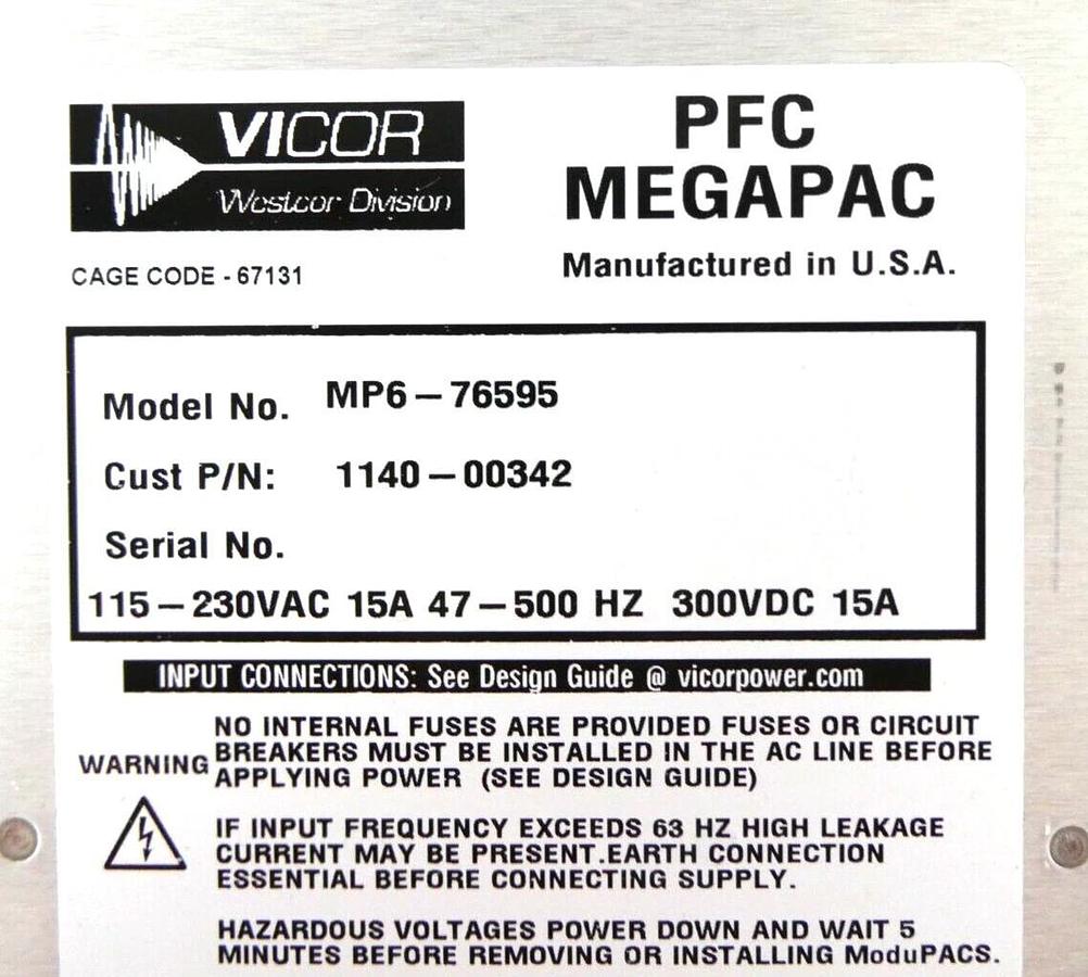 Used Vicor MP6-76595 Power Supply MegaPAC AMAT Applied Materials 1140-00342 Working