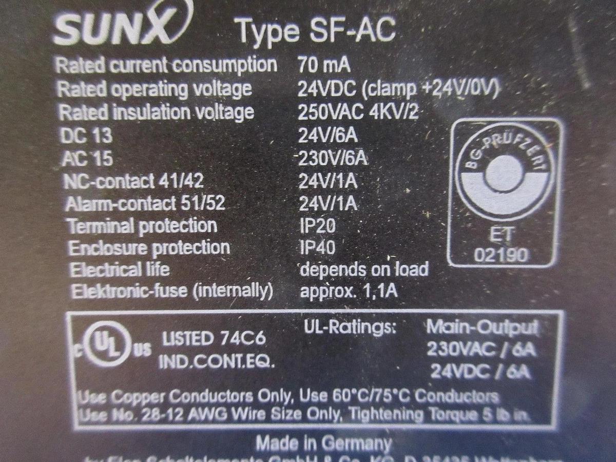 Used Sunx SF-AC Safety Relay Lot of 3 Kokusai Zestone DD-1203V 300mm Used Working