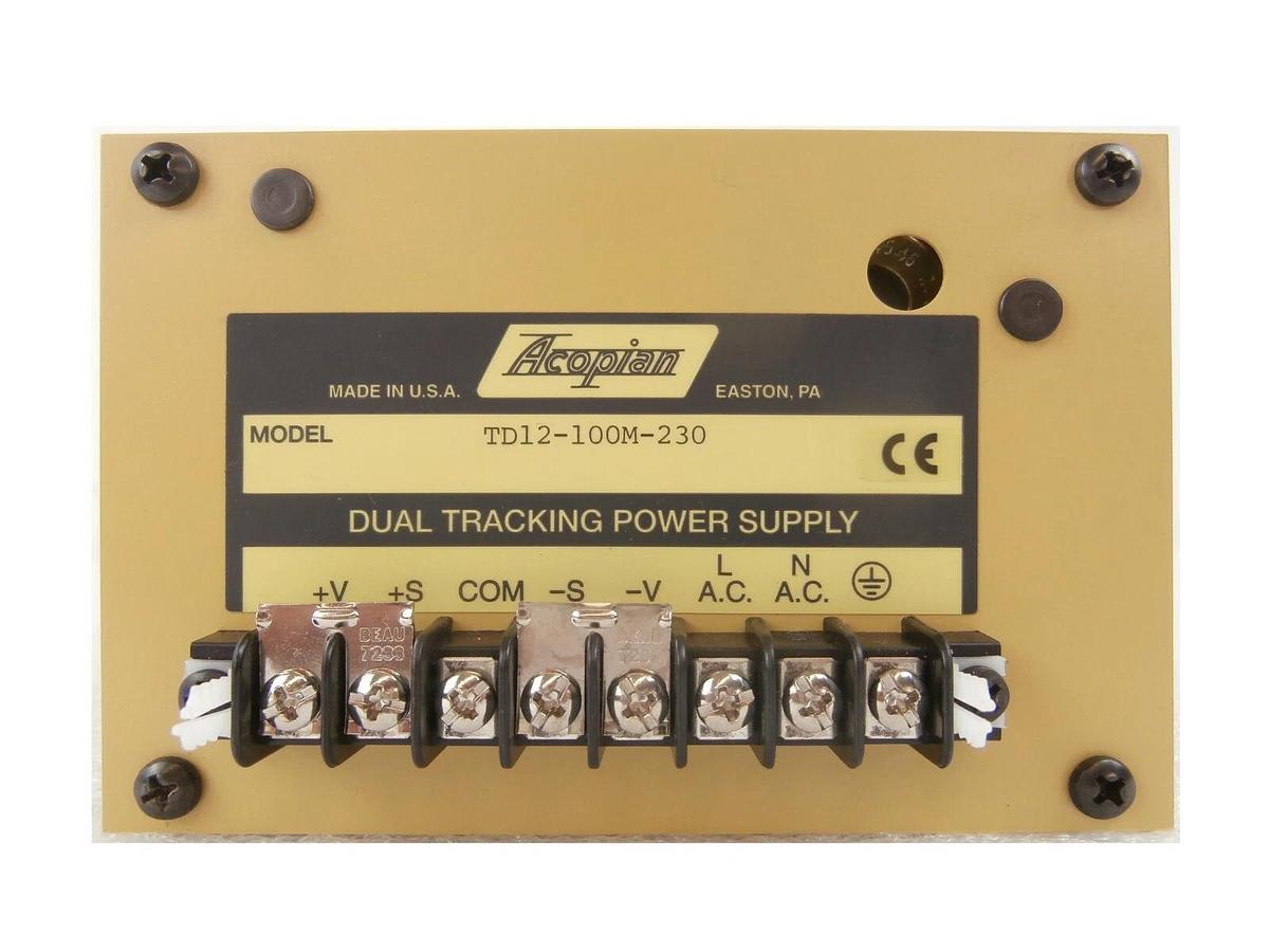 Used Acopian TD12-100M-230 Dual Tracking Power Supply Qcept CHEMETRIQ Working Surplus
