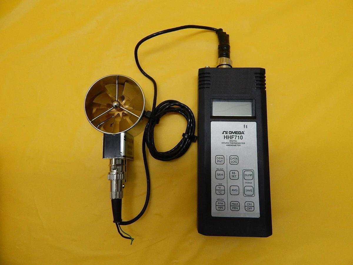 Used Omega Engineering HHF710 Digital Hygro-Thermometer Anemometer Meter Set Used