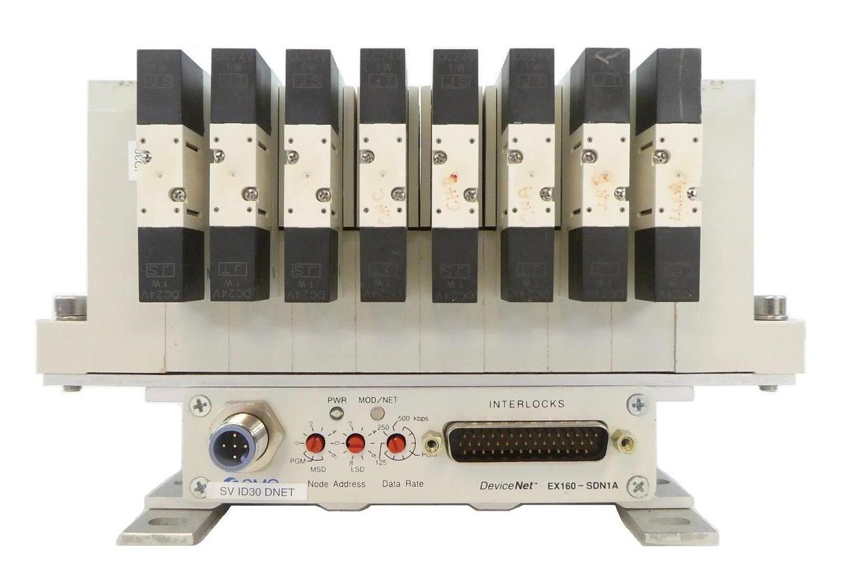 Used SMC EX160-SDN1A 8-Port Pneumatic Manifold VQ2201N-5 AMAT 0190-13031 Working