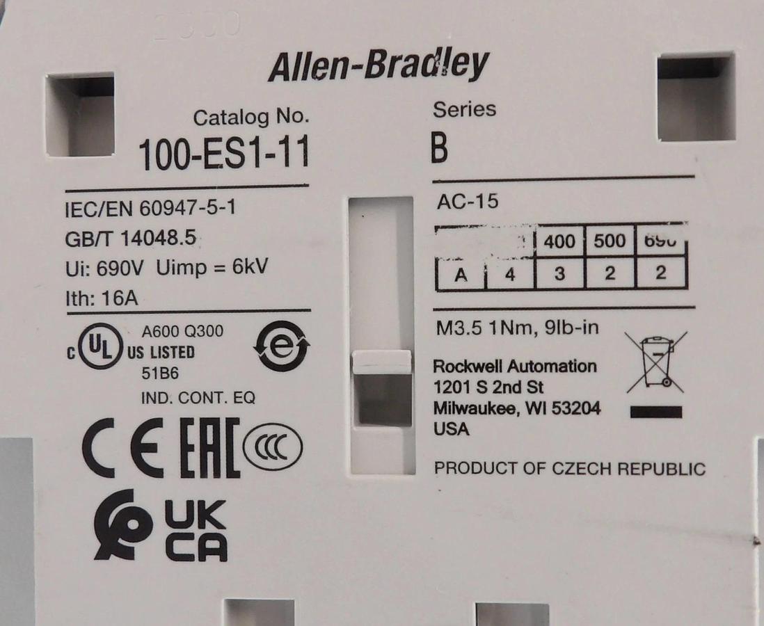 Used AB Allen-Bradley 100-E190E 3-Pole Contactor Series A Lot of 2 Working