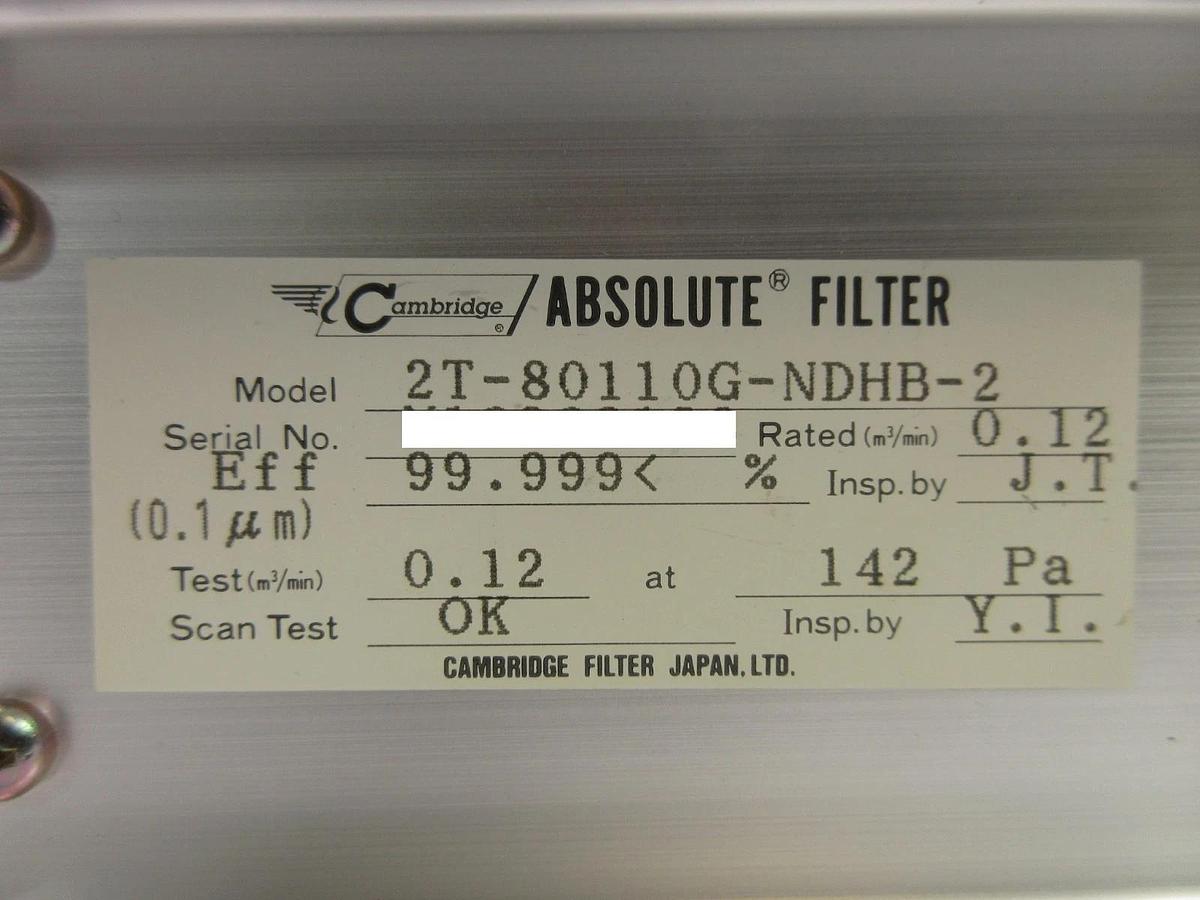 Used Cambridge 2T-80110G-NDHB-2 Filter ABSOLUTE Nikon NSR System Working