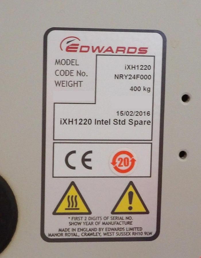 Refurbished iXH 1220H Edwards NRY24F000 Vacuum Pump IXH1220 208V Manufacturer Refurbished
