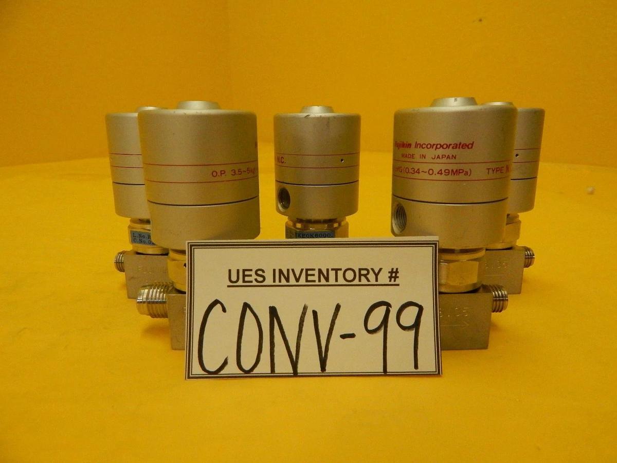 Used Fujikin RKE0K6000 Pneumatic Valve 021372 Normally Closed Reseller Lot of 5 Used