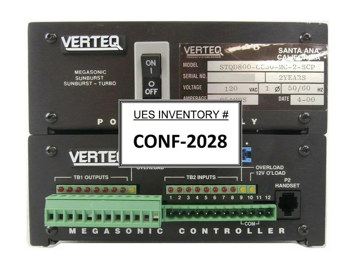 Used Verteq STQD800-CC50-MC-2-SCP Controller P/S Stack Megasonic Sunburst-Turbo Spare