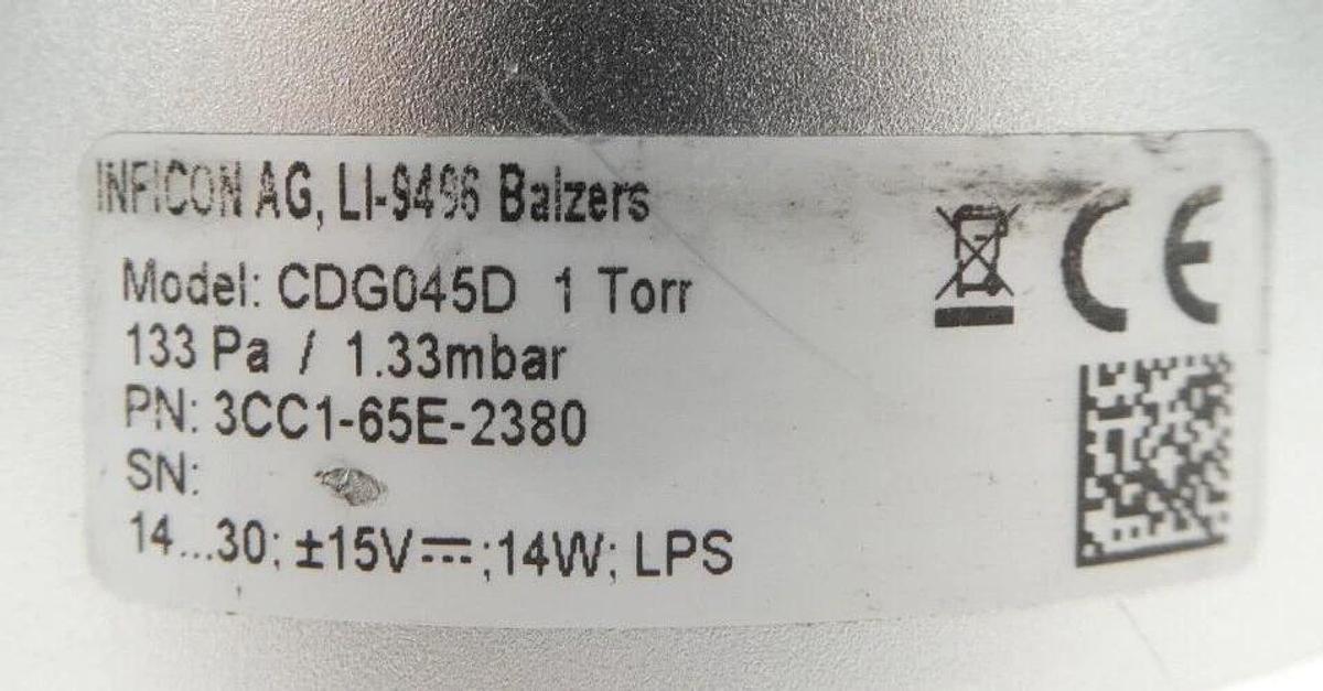 Used Inficon CDG100D CDG045D Capacitance Diaphragm Gauge Lot of 2 Tested Working