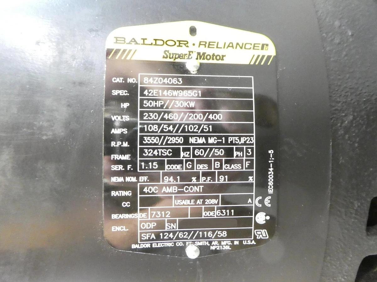 Used Baldor 84Z04063 50HP Industrial Motor Super-E 42E146W965G1 New Surplus