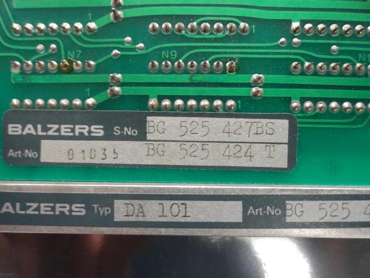 Used Balzers BG 525 473 T Argon Pressure DA 101 PCB Card BG 525 424 T Used Working