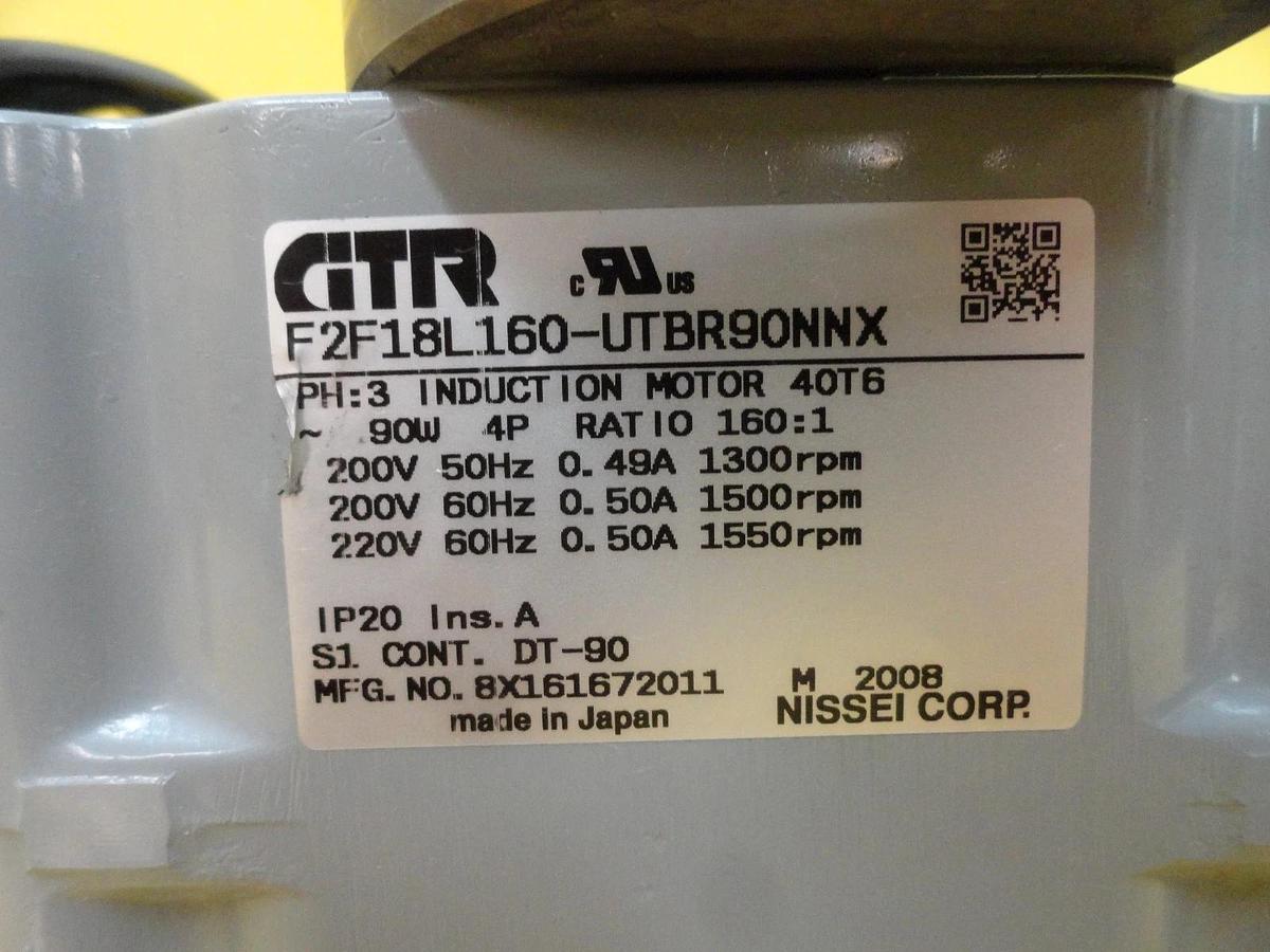 Used Nissei F2F18L160-UTBR90NNX GTR 3-Phase Induction Motor 40T6 Used Working