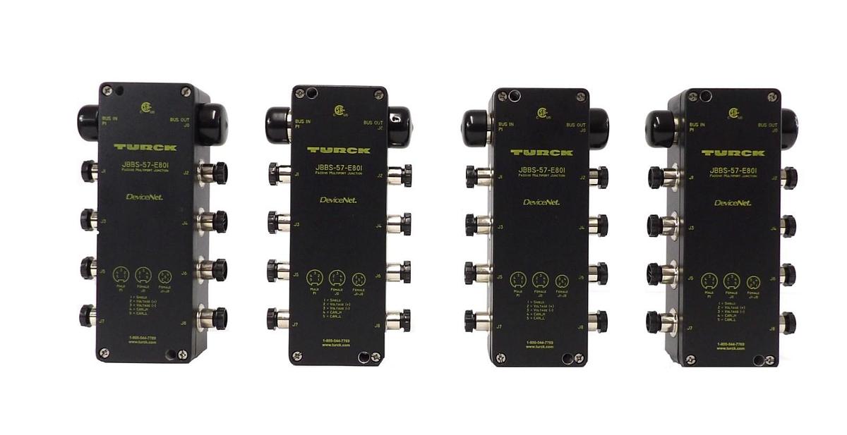 Used Turck JBBS-57-E801 8-Channel Junction Box Reseller Lot of 4 New Surplus