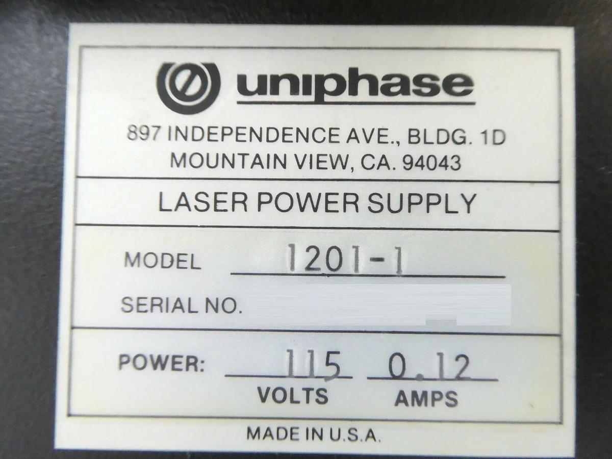 Used Varian VSEA Laser System Uniphase 1108 with Power Supply 1201-1 Working Surplus
